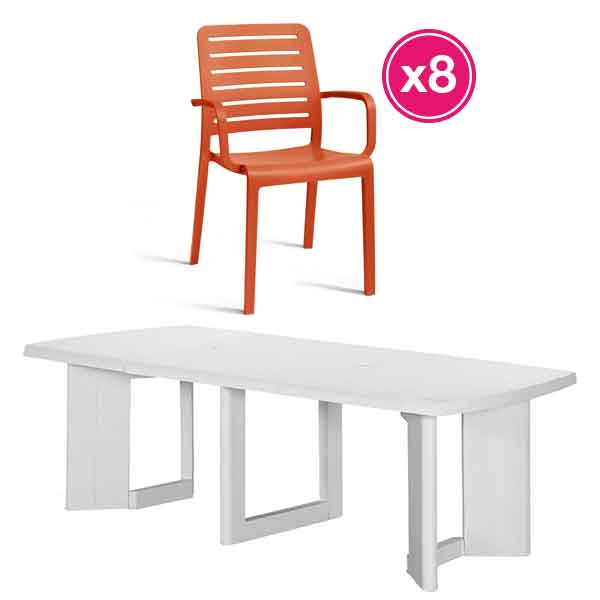 Salon De Jardin Allibert New York 2M60 + 8 Fauteuils dedans Salon De Jardin Alibert