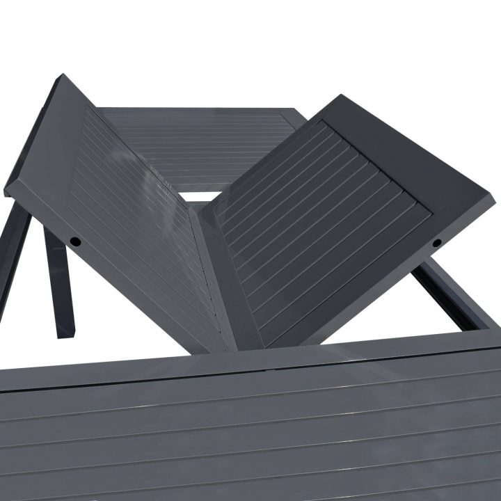 Salon De Jardin Aluminium Et Textilène Extensible Gris 8 avec Salon De Jardin Aluminium 8 Places
