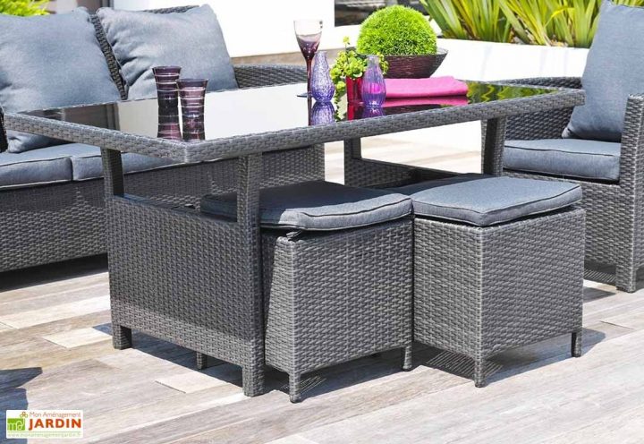 Salon De Jardin Aluminium Résine Tressée + Coussins Festy pour Salon De Jardin Tressé Carrefour