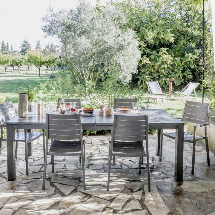 Salon De Jardin Antibes Naterial Gris, 6 Personnes | Leroy encequiconcerne Salon De Détente Jardin