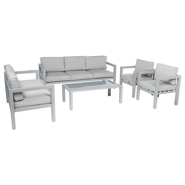 Salon De Jardin Azua Gris – 7 Pièces – Royal Sofa : Idée dedans Salon De Jardin Azua