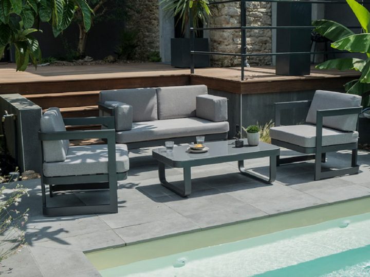 Salon De Jardin Barcelona 4 Places Aluminium Gris intérieur Salon De Jardin Intermarché 2020