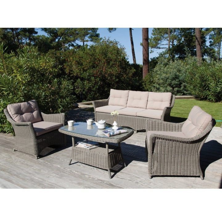 Salon De Jardin Bas Corfu Résine Tressée – Gamm Vert encequiconcerne Salon De Détente Jardin