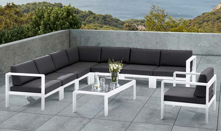 Salon De Jardin Bas D'Angle Design 8 Places Blanc Et Gris tout Salon Jardin Salon De Jardin Bas D'Angle Design 8 Places Blanc Et Gris tout Salon Jardin