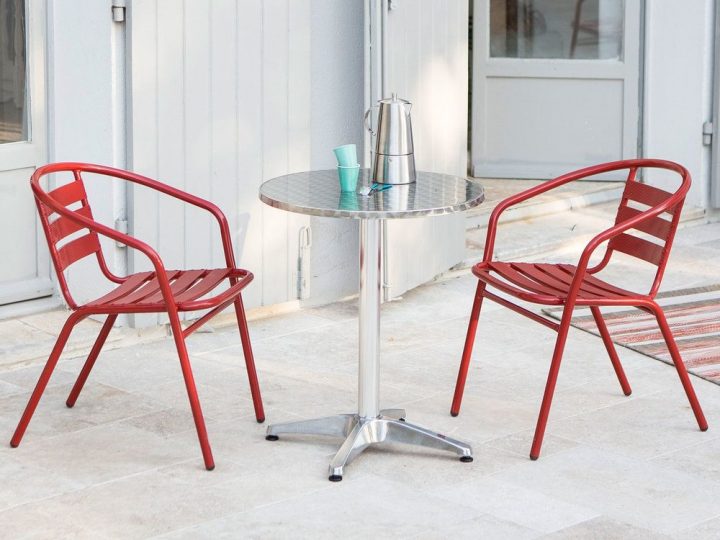 Salon De Jardin Bistrot 2 Personnes En Aluminium Avec pour Fauteuil Santorini 2 Personnes
