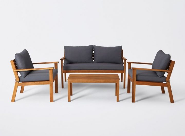 Salon De Jardin Bois Goodhome Denia Marron Pas Cher concernant Vente Privée Jardin