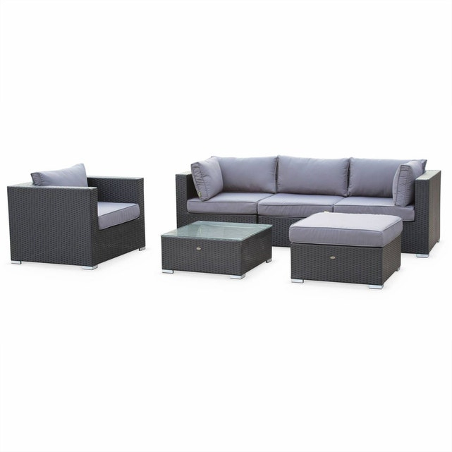 Salon De Jardin Caligari En Résine Tressée 5 Places Alice encequiconcerne Alice Garden Salon De Jardin