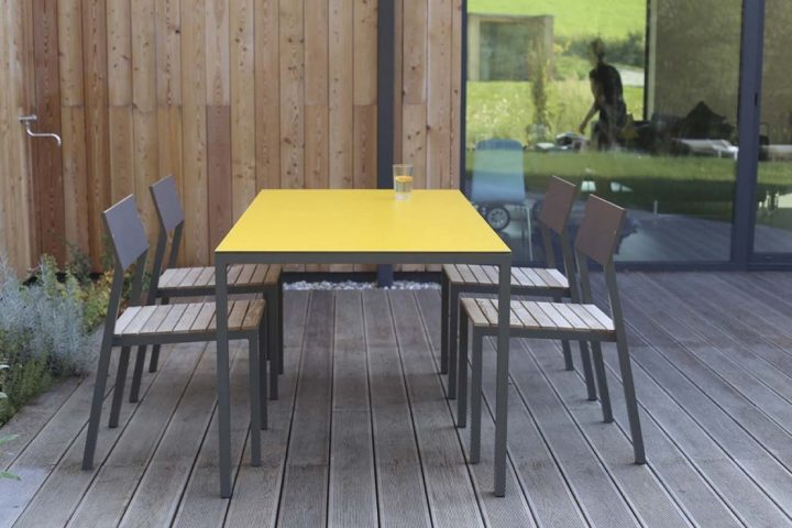 Salon De Jardin Cora, Table Rectangle 175 Cm Et 4 Chaises avec Table Et Chaise De Jardin En Bois