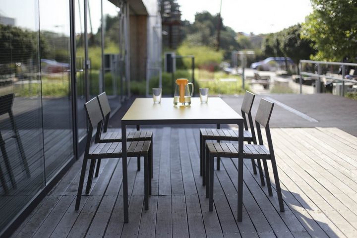 Salon De Jardin Cora, Table Rectangle 175 Cm Et 4 Chaises destiné Table Jardin Bois Et Metal