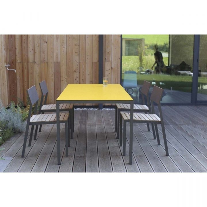 Salon De Jardin Cora Table Rectangle Plateau Hpl Jaune Et encequiconcerne Cora Salon De Jardin