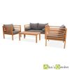 Salon De Jardin Cordoba En Bois, Coussin Gris Anthracite, 4 serapportantà Cdiscount Salon De Jardin