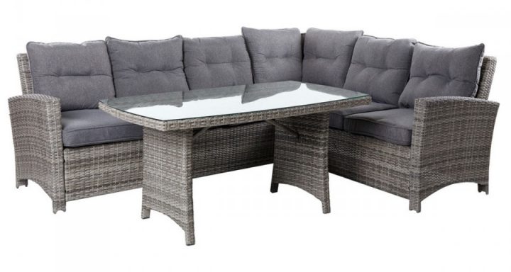 Salon De Jardin D'Angle 5 Places En Rotin Vieilli Gris Et à Salon De Jardin Polypropylène