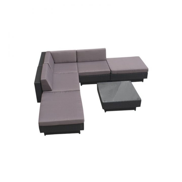 Salon De Jardin D'Angle Modulable En Résine Tressée Noire pour Coussin Pour Salon De Jardin En Resine Tressee