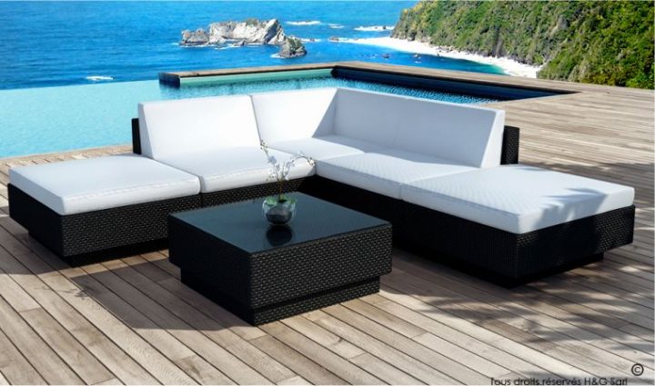 Salon De Jardin Design Summer Coussins Noirs – Salon De encequiconcerne Salon De Jardin Pas Cher En Resine