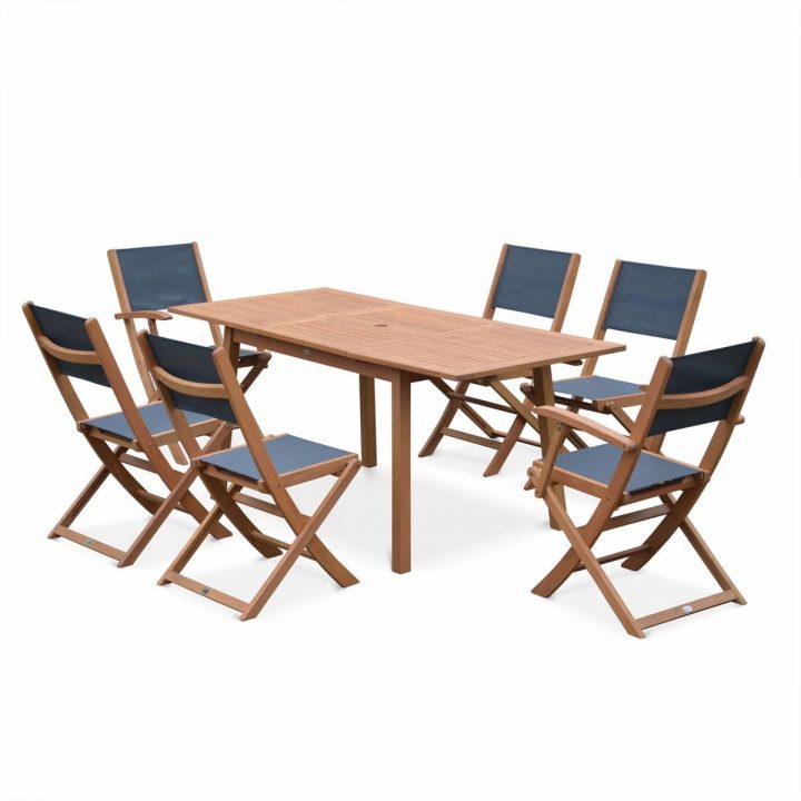 Salon De Jardin En Bois Almeria, Table 120-180Cm dedans Table Et Chaise De Jardin En Bois