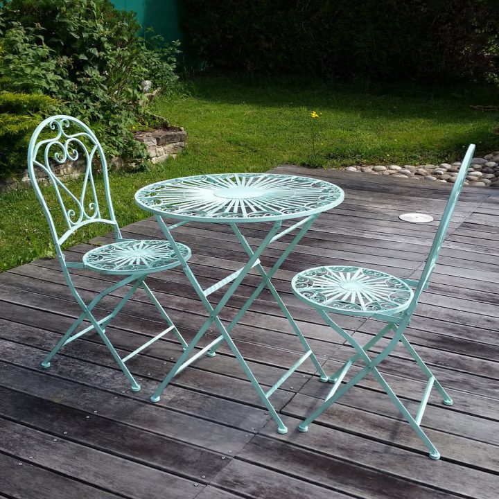 Salon De Jardin En Fer Forgé – Set De Bistrot – Table – Chaise tout Salon De Jardin En Fer Forgé