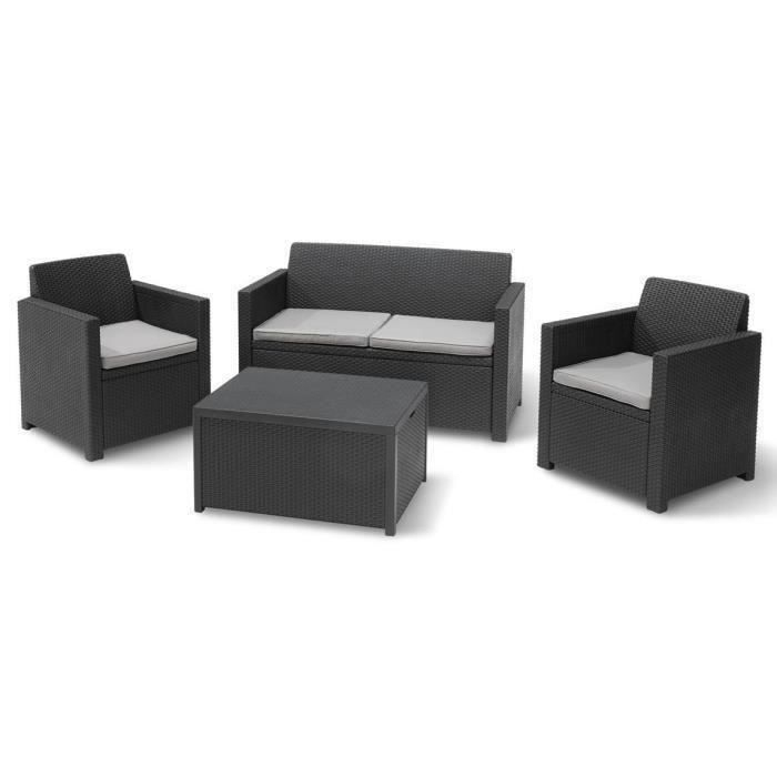 Salon De Jardin En Imitation Résine Tressée Allibert 4 tout Salon De Jardin Alibert