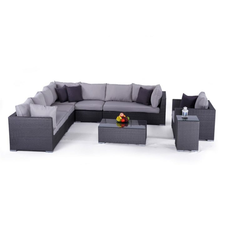 Salon De Jardin En Résine Tressée 10 Places Venise Gris destiné Coussin Salon De Jardin Résine