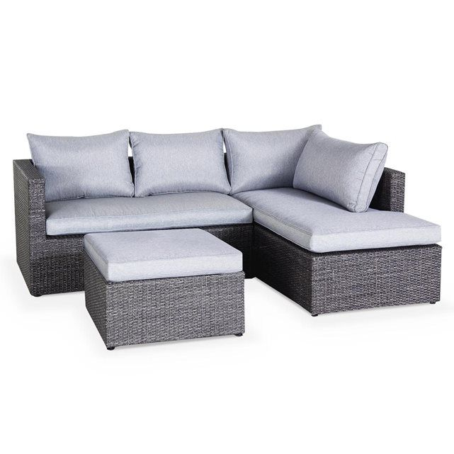 Salon De Jardin En Résine Tressée 5 Places Gris – Canapé D à Alice Garden Salon De Jardin