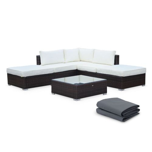 Salon De Jardin En Résine Tressée 7 Places Avec Housses De serapportantà Housse Pour Salon De Jardin En Resine Tressee