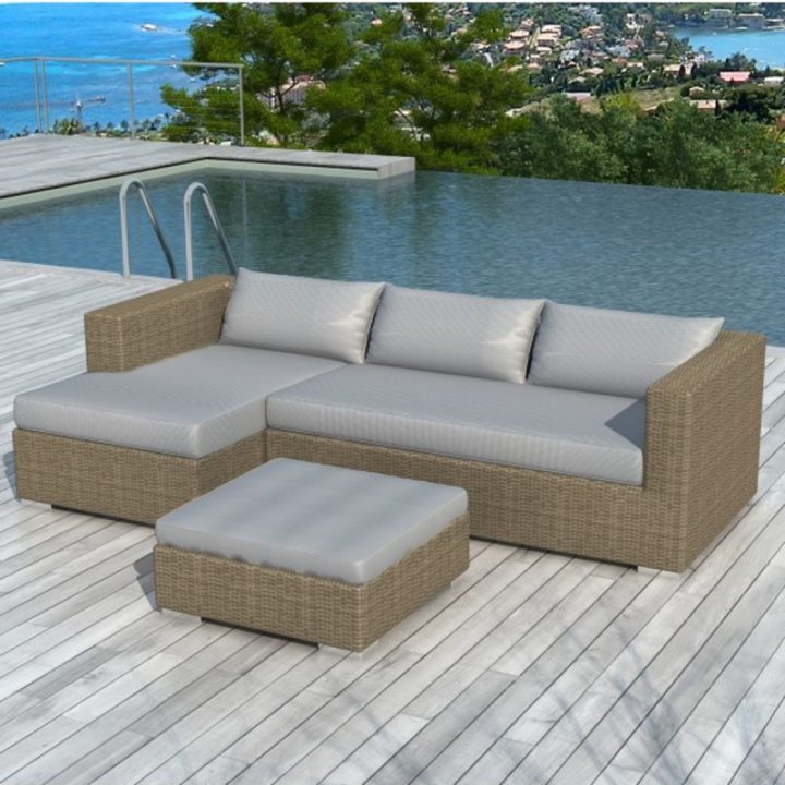 Salon De Jardin En Résine Tressée Angle 4/5 Places – Roma dedans Salon De Jardin Resine Tressée