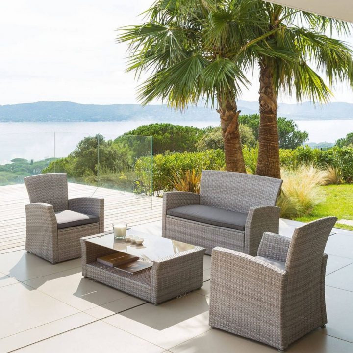 Salon De Jardin En Résine Tressée Bora Bora – 4 Places tout Salon De Jardin Resine Gris