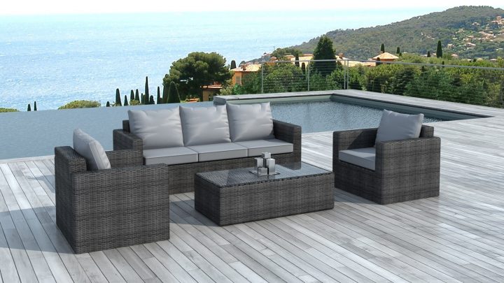 Salon De Jardin En Résine Tressée Grise – Collection pour Salon De Jardin Resine Tressée