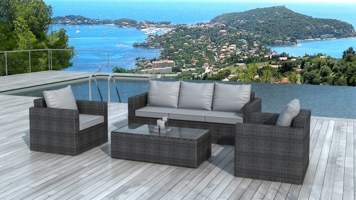Salon De Jardin En Résine Tressée Grise – Collection tout Destockage Salon De Jardin Resine Tressee