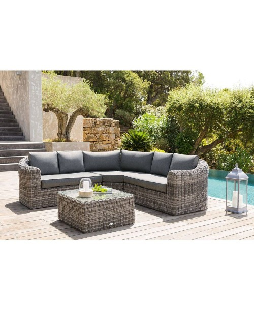 Salon De Jardin En Résine Tressée Mooréa – 5 Places – Gris encequiconcerne Salon De Jardin Moorea