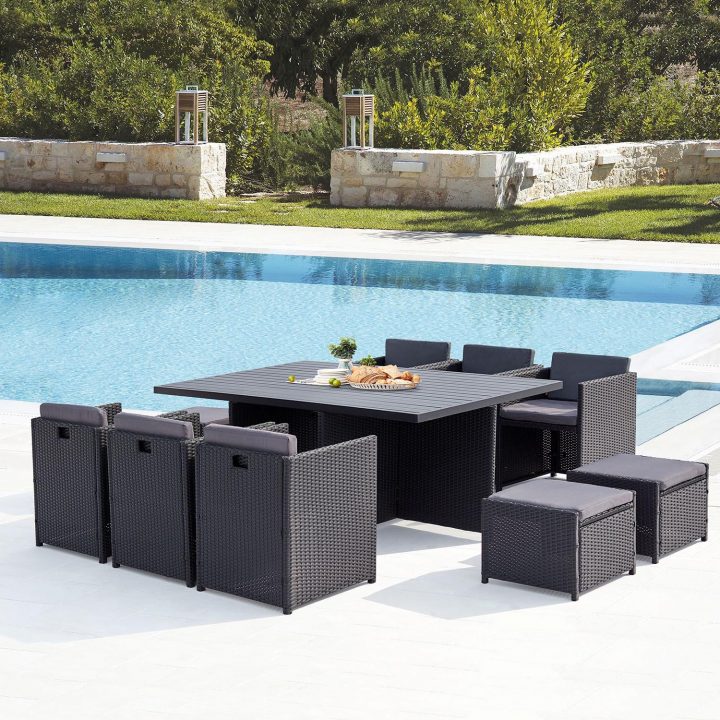 Salon De Jardin En Résine Tressée Noir Et Aluminium, 10 avec Amazon Salon De Jardin En Resine Tressee