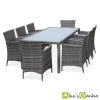 Salon De Jardin En Résine Tressée Nuances De Gris, 8 Fauteuils, Table  200Cm, Structure En Aluminium, Coussins Gris Chiné encequiconcerne Cdiscount Salon De Jardin