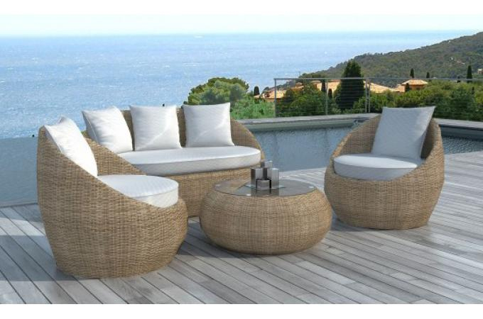 Salon De Jardin En Résine Tressée Ronde Beige – Salon De avec Salon De Jardin En Résine Pas Cher