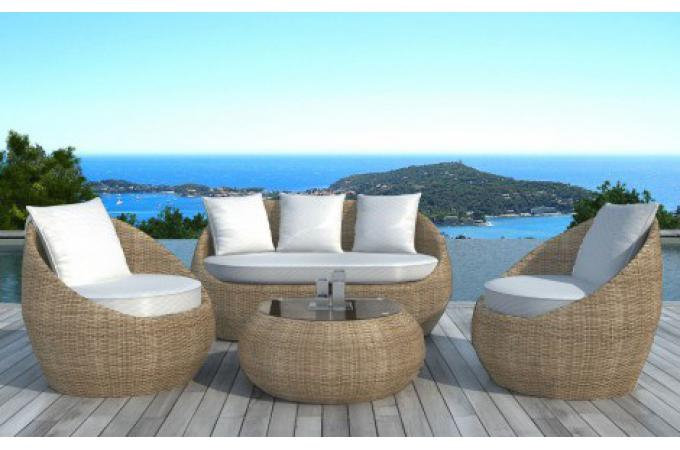 Salon De Jardin En Résine Tressée Ronde Beige – Salon De tout Salon De Jardin Resine Tressée Pas Cher