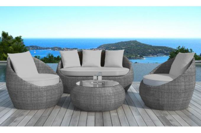 Salon De Jardin En Résine Tressée Ronde Gris – Salon De serapportantà Salon De Jardin En Résine Pas Cher