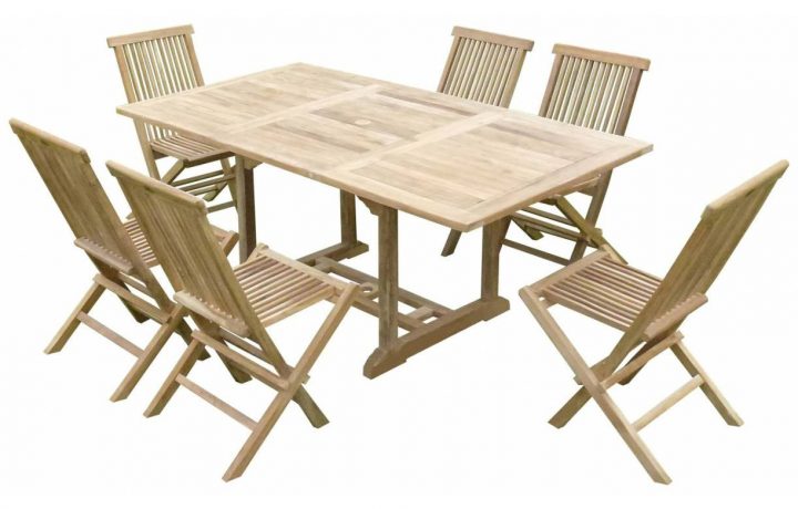 Salon De Jardin En Teck Avec Table Et Chaises Pliantes destiné Table De Jardin En Bois Avec Chaises