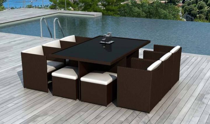 Salon De Jardin Encastrable 10 Places En Rsine Tresse Chocolat encequiconcerne Salon De Jardin Encastrable 10 Places