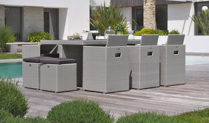 Salon De Jardin Encastrable Design En Résine Tressée Grise à Salon De Jardin Résine Tressée Encastrable