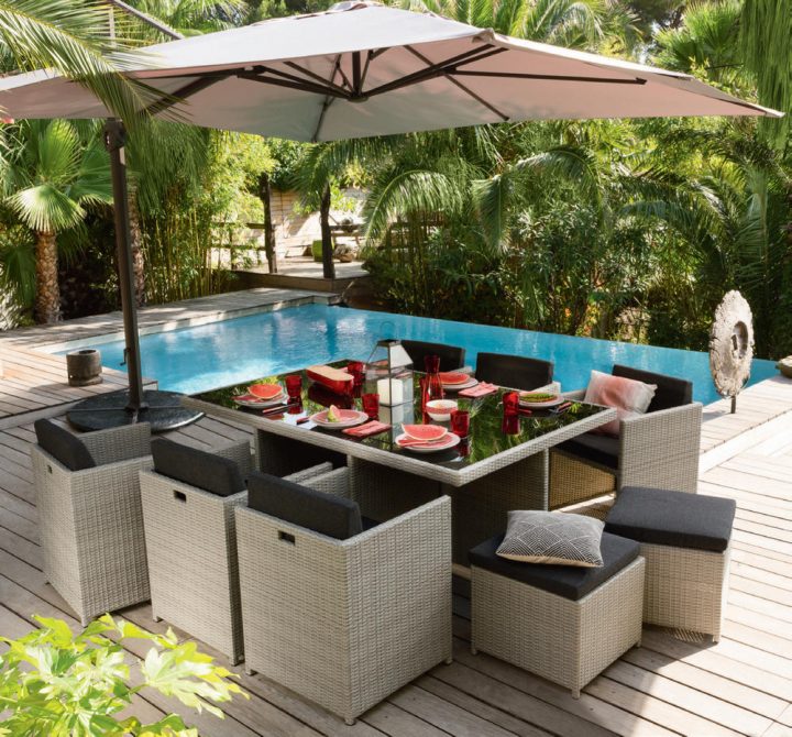 Salon De Jardin Encastrable En Résine – 10 Personnes dedans Salon De Jardin Resine Leclerc