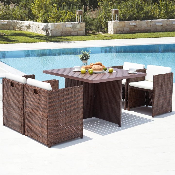 Salon De Jardin Encastrable En Résine Tressé Et Aluminium concernant Salon De Jardin Résine Tressée Encastrable