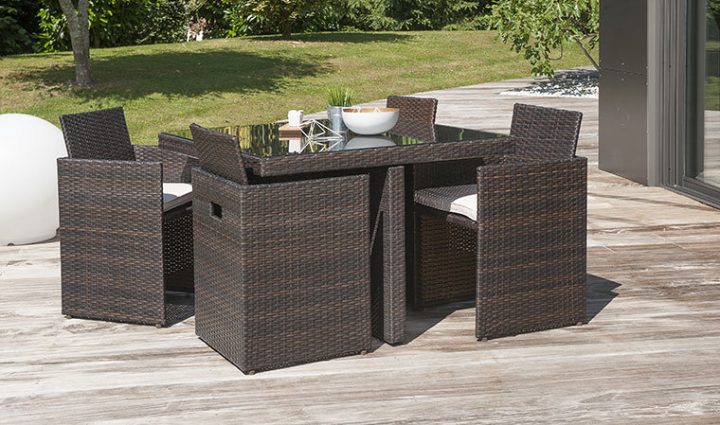 Salon De Jardin Encastrable En Résine Tressée Marron destiné Salon De Jardin Résine Tressée Encastrable Leclerc