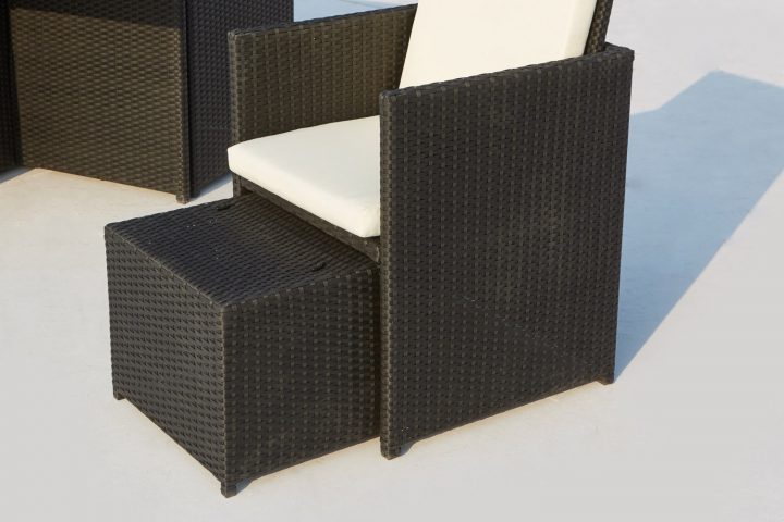 Salon De Jardin Encastrable En Résine Tressée Noir/Blanc dedans Salon De Jardin Monaco