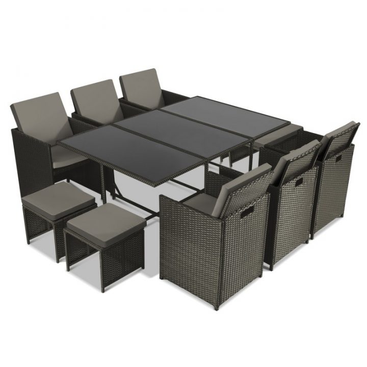Salon De Jardin Encastrable Merida Gris 10 Places Résine concernant Salon De Jardin Résine Tressée Encastrable