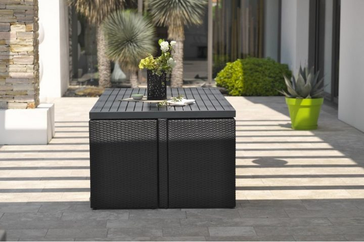 Salon De Jardin Encastrable Résine Tressée Noir 10 concernant Salon De Jardin Résine Tressée Leroy Merlin