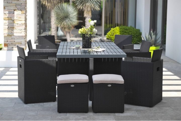 Salon De Jardin Encastrable Résine Tressée Noir 10 intérieur Salon De Jardin Résine Tressée Leroy Merlin