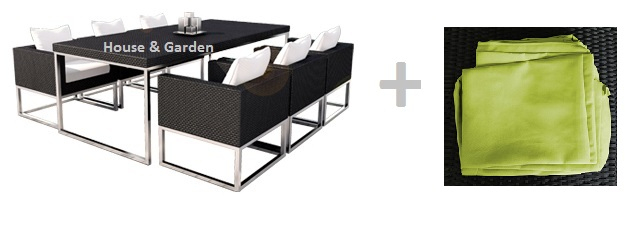 Salon De Jardin Encastrable Résine Tressée Noire Coussins Vert encequiconcerne Housse Pour Salon De Jardin En Resine Tressee