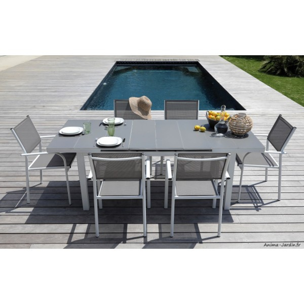 Salon De Jardin Équipé, Table Rectangulaire Ondine, Blanc pour Table Et Chaises De Jardin Pas Cher Salon De Jardin Équipé, Table Rectangulaire Ondine, Blanc pour Table Et Chaises De Jardin Pas Cher