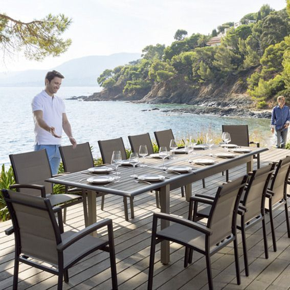 Salon De Jardin Extensible Azua Composite Taupe/An. – 6 À serapportantà Salon De Jardin 10 Personnes