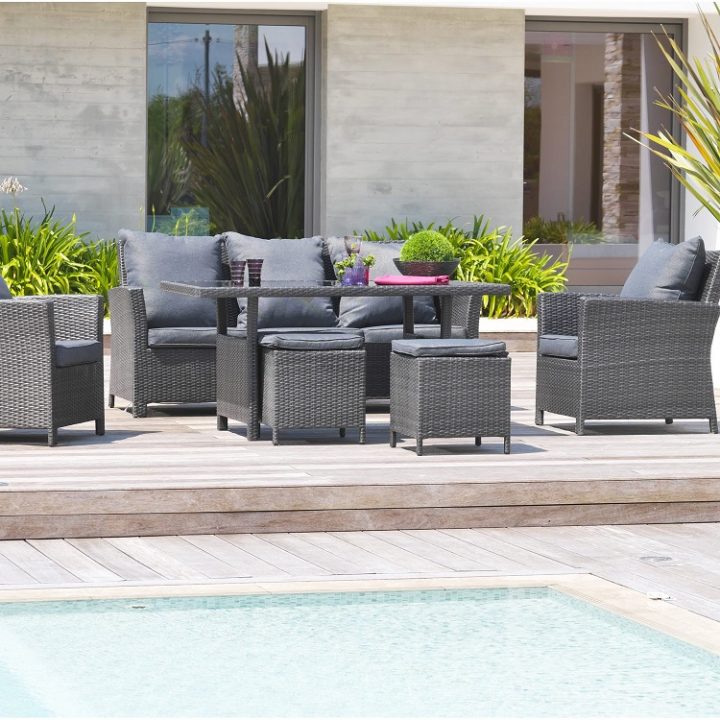 Salon De Jardin Festy Résine Tressée Gris Anthracite à Salon De Jardin Résine Tressée Leroy Merlin