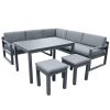 Salon De Jardin Gris 8 Places Assises Avec 1 Table Haute + 2 intérieur Cdiscount Salon De Jardin