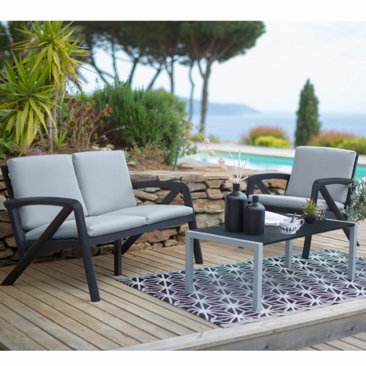 Salon De Jardin Lounge Sunday Barcelone Design Grosfillex pour Salon De Jardin Tressé Carrefour